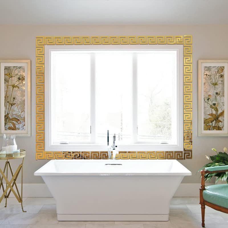 30PCS Gold Acrylic Mirror Wall Stickers, 3D Décor