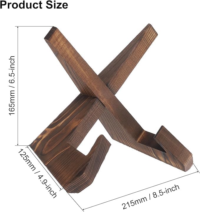 Elegant Dark Brown Wooden Plate Stand, Decorative Holder