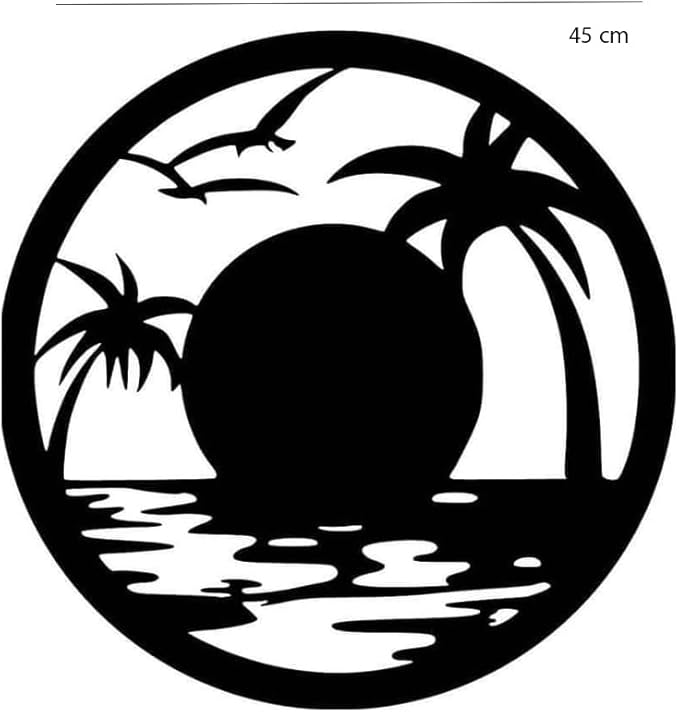 Round Tropical Sunset Acrylic Wall Art – 45cm .