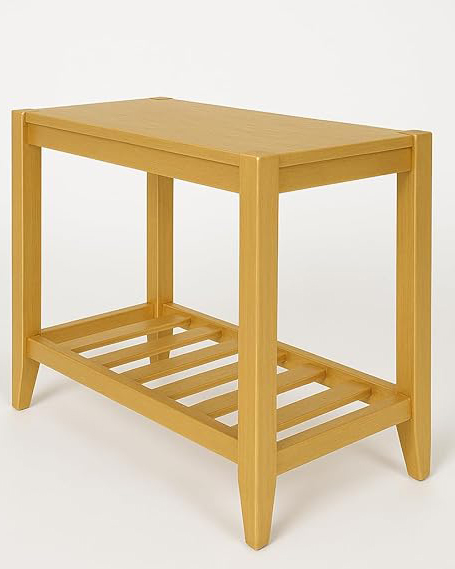 Gold Wooden End Table with Storage Shelf .