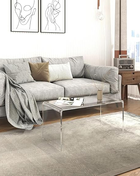 Clear Acrylic Coffee Table – Modern Transparent Accent Table .